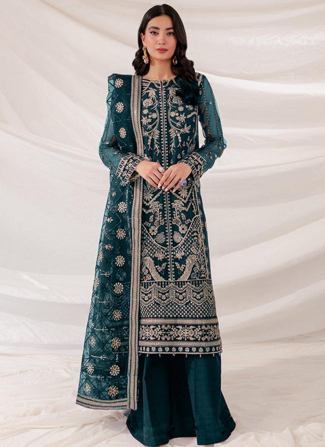 Georgette Blue Traditional Wear Embroidery Work Pakistani Suit